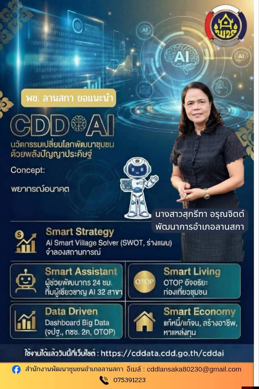 CDD AI : แพลตฟอร์มผู้ช่วยพัฒนากรอัจฉริยะ สู่ชุมชนเข้มแข็งอย่างยั่งยืน